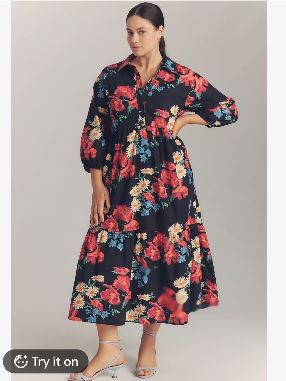 Maeve Bettina Tiered Shirtdress by Anthropologie